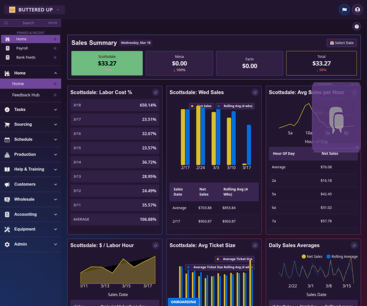 Universal assistant showing a pending write confirmation with summary and approve button