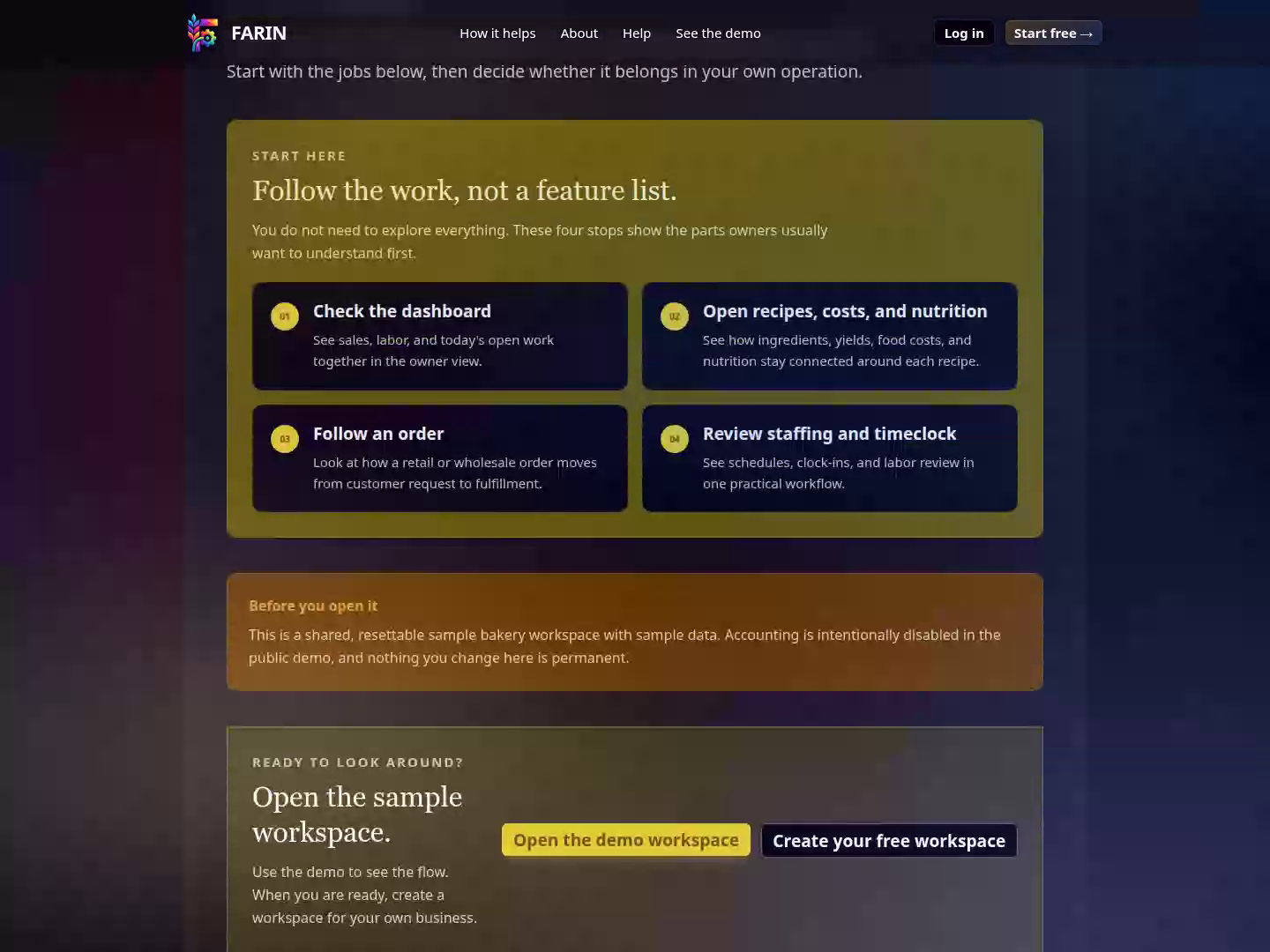 Try Demo page introducing the sample workspace and its entry button