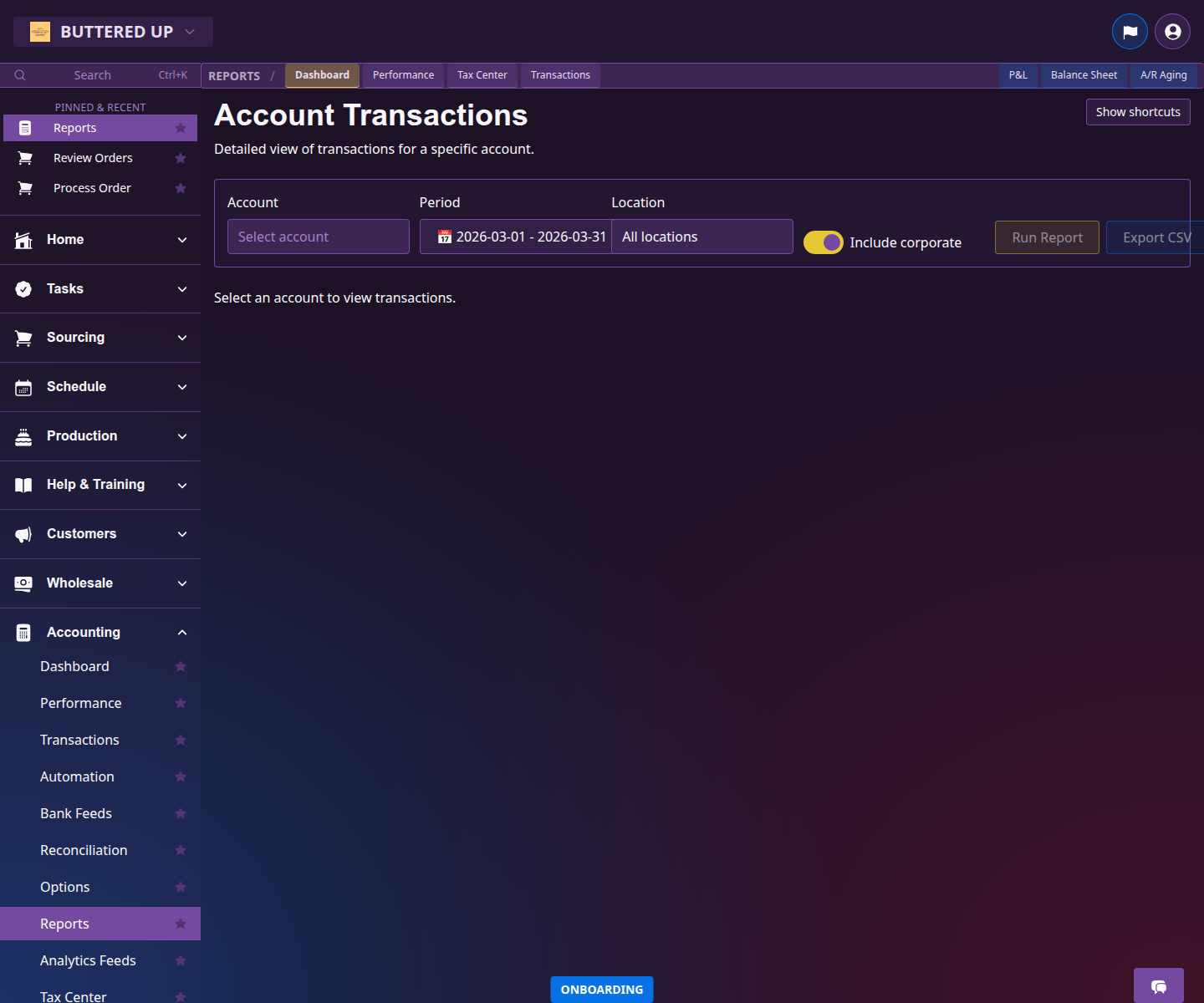 Account transaction report used for deeper investigation